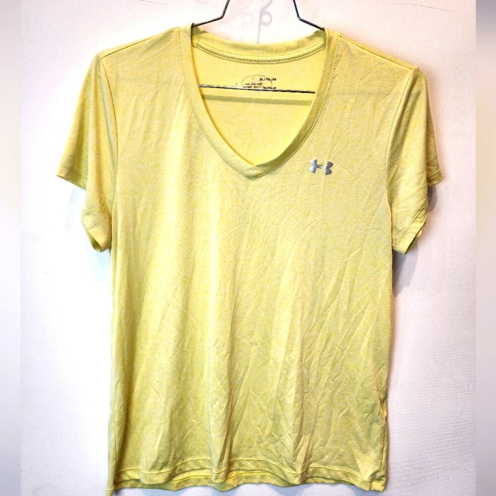 Under Armour Women's Athletic‎ T-Shirt Short Sleeve Yellow Lightweight Size XL